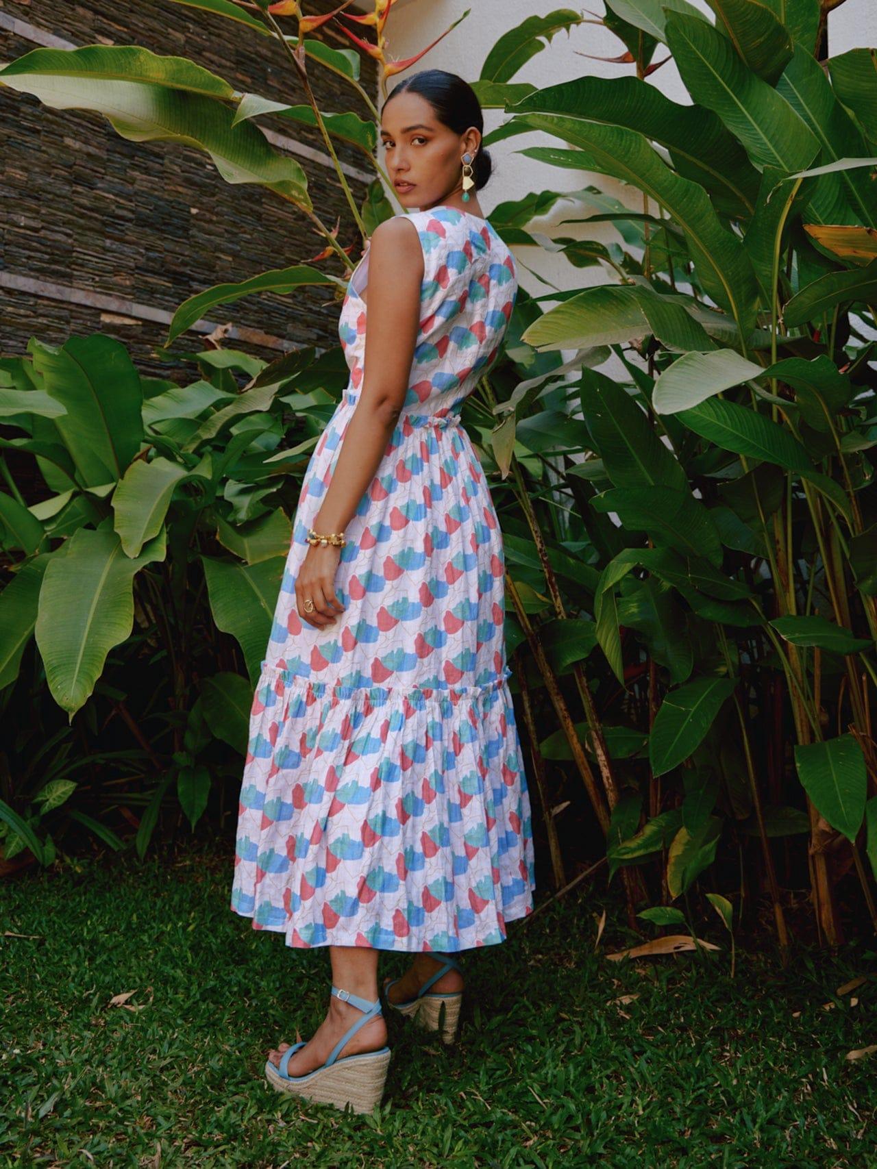 Thumbnail preview #3 for faraway floral printed tiered midi dress