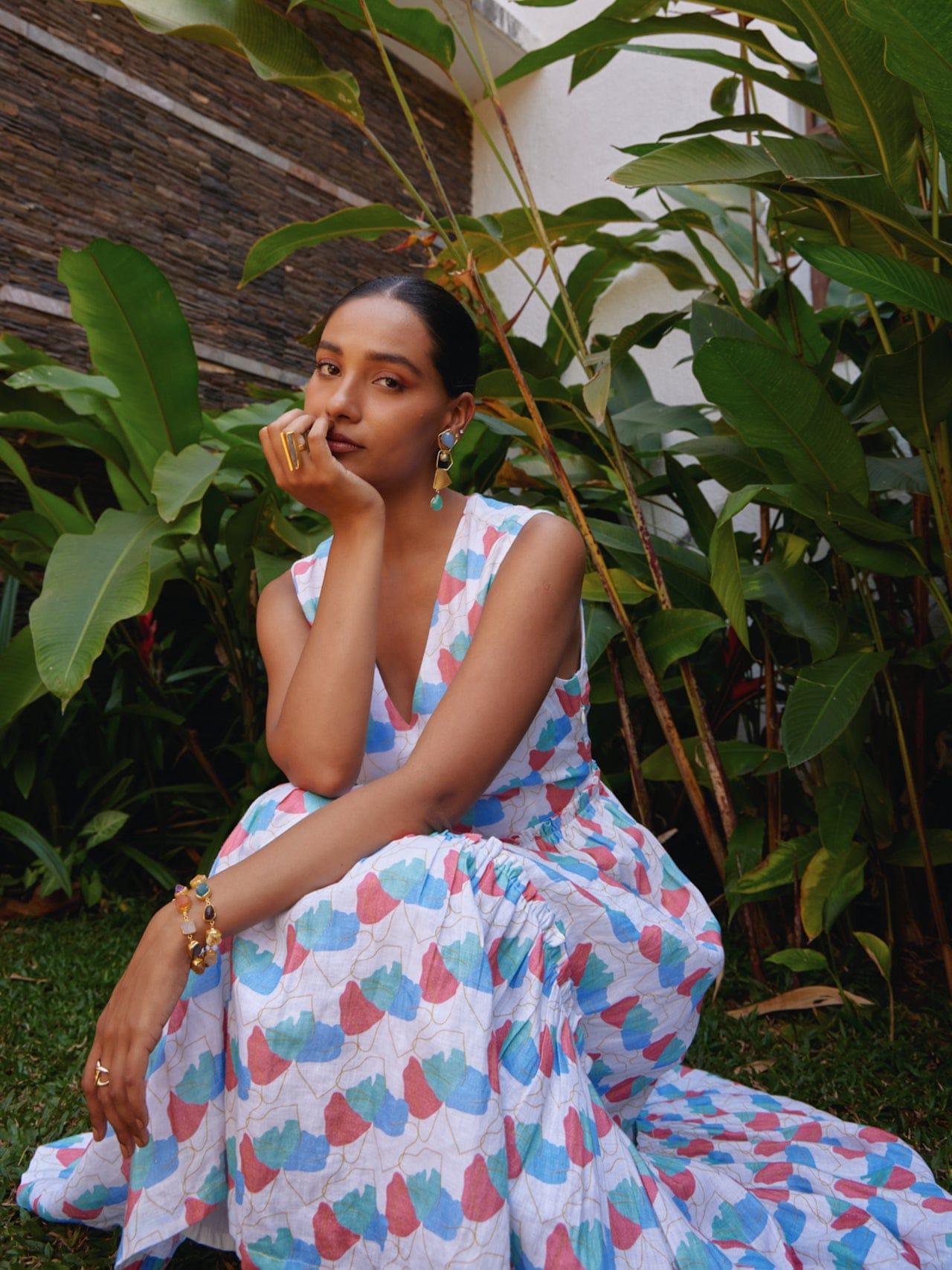 Thumbnail preview #4 for faraway floral printed tiered midi dress