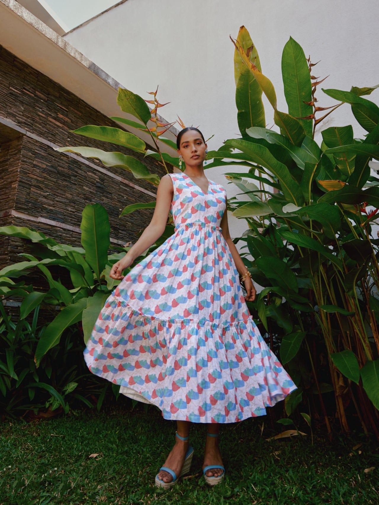 Thumbnail preview #1 for faraway floral printed tiered midi dress